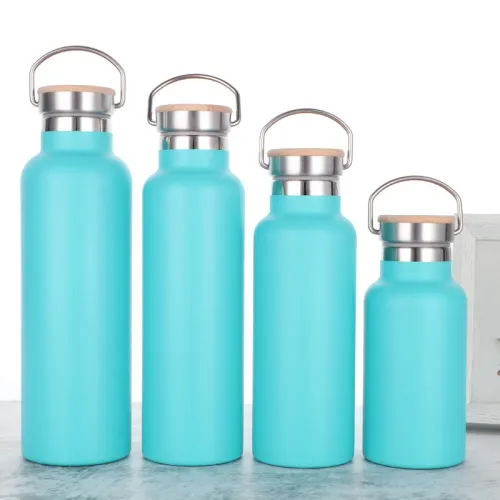 Proxima  Vacuum Insulated Double Walled Stainless Steel Water Bottle with Bamboo Lids 